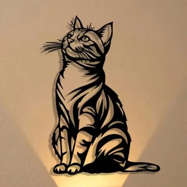 Geschenke für Katzenliebhaber: Metall-Wanddeko, sitzende Katze – Bild 5