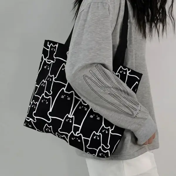 Geschenke für Katzenliebhaber: Canvas-Tasche mit Katzenmuster – Bild 5