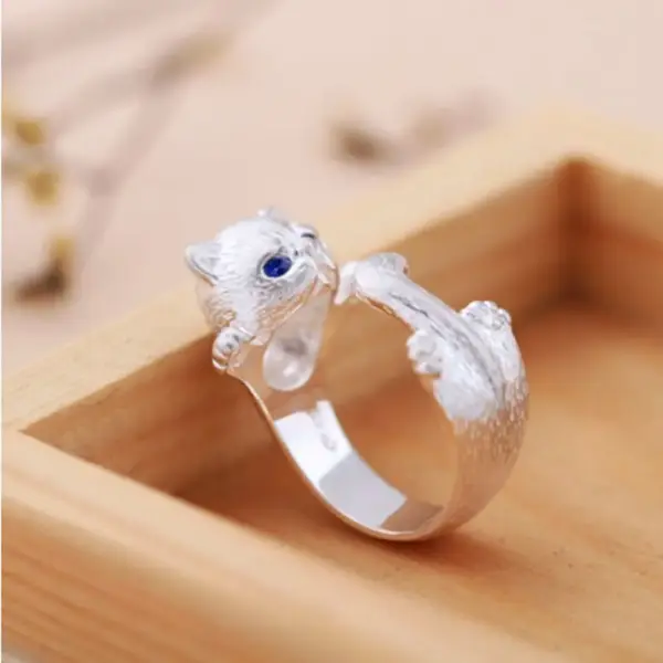 Geschenk für Katzenliebhaber: Katzenring Damen, Silber – Bild 6