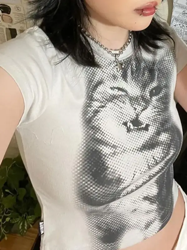 Geschenke für Katzenliebhaber: Damen-T-Shirt, Katzen-Rasterdruck – Bild 6