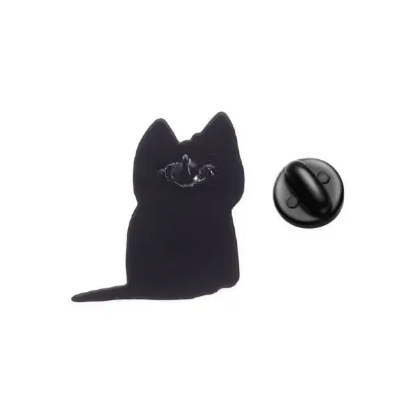 Geschenk für Katzenliebhaber: Schwarzer Katzen-Pin, große Augen – Bild 6