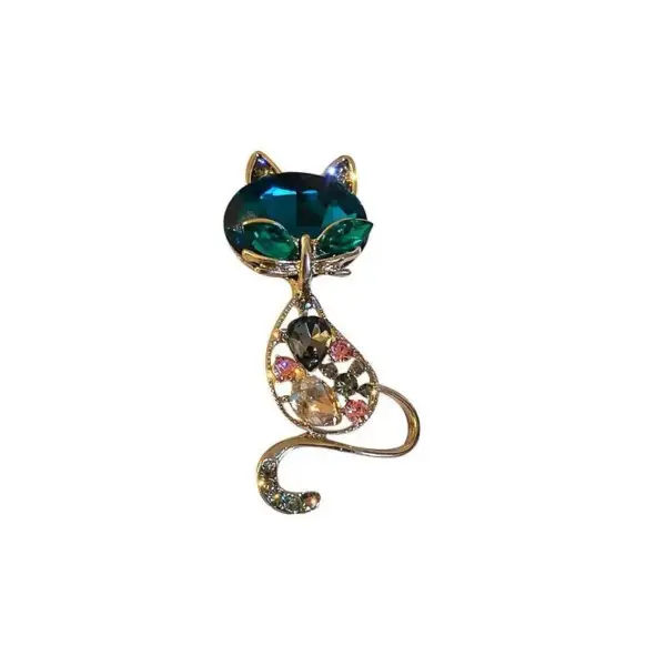 Geschenke für Katzenliebhaber: Katzenbrosche mit Strass – Bild 4