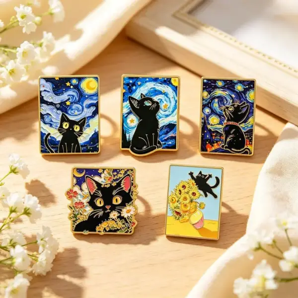 Geschenk für Katzenliebhaber: 5 Katzen-Pins im Gemälde-Stil – Bild 5