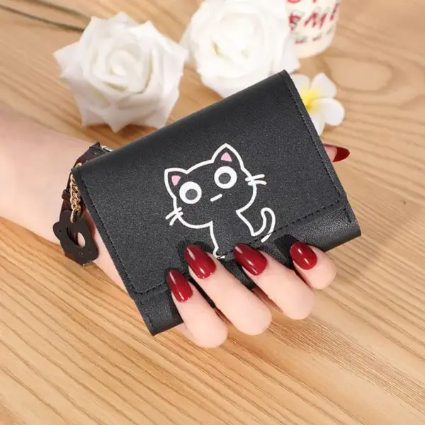 Geschenk für Katzenliebhaber: Damen-Portemonnaie Katze, Schwarz