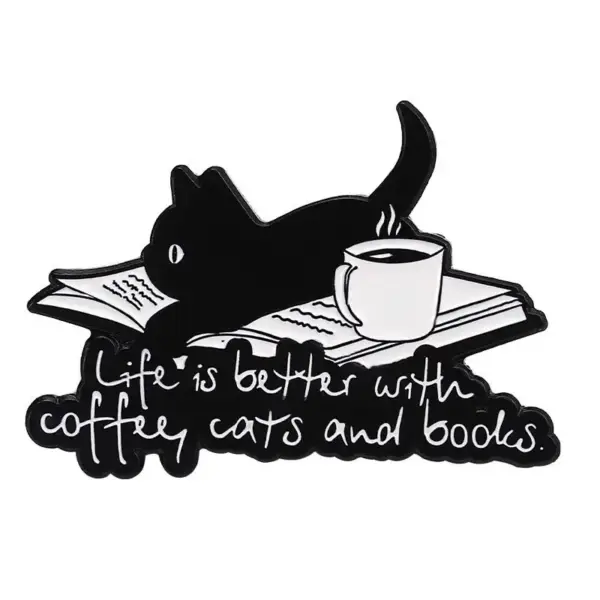 Geschenke für Katzenliebhaber: Pin mit Katze, Buch und Kaffee – Bild 5