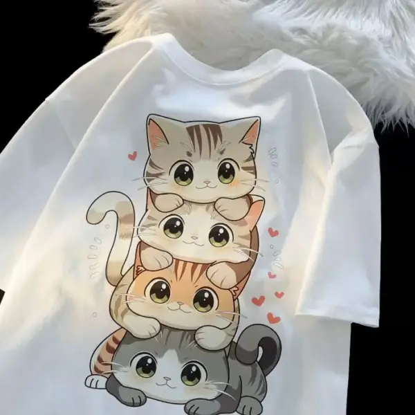 Geschenke für Katzenliebhaber: T-Shirt mit Katzenstapel hinten – Bild 8