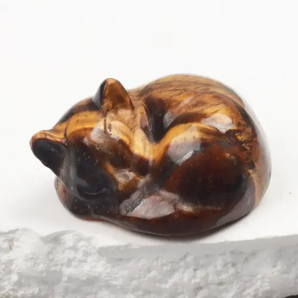 Schlafende Katzenfigur, geschnitzt, kleine Deko-Figur – Bild 7