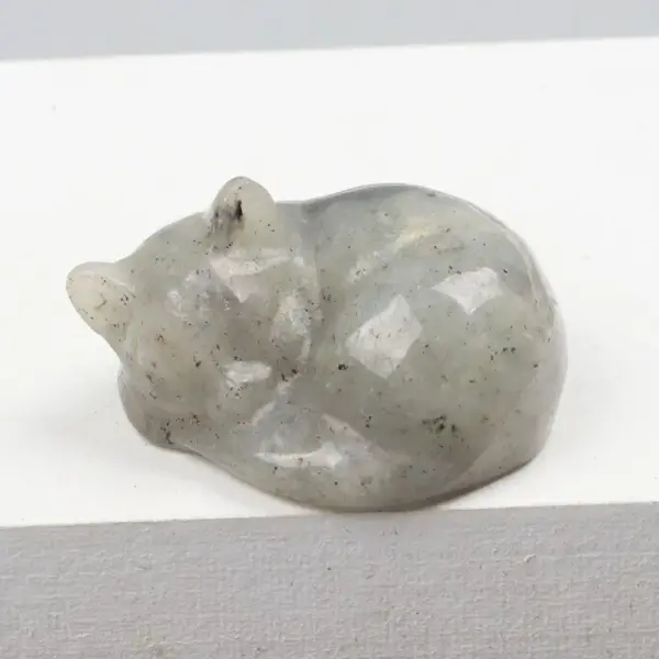 Schlafende Katzenfigur, geschnitzt, kleine Deko-Figur – Bild 8