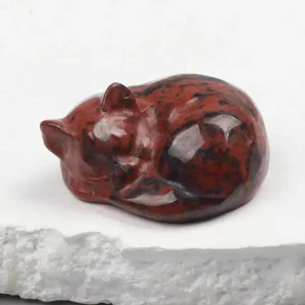 Schlafende Katzenfigur, geschnitzt, kleine Deko-Figur – Bild 16