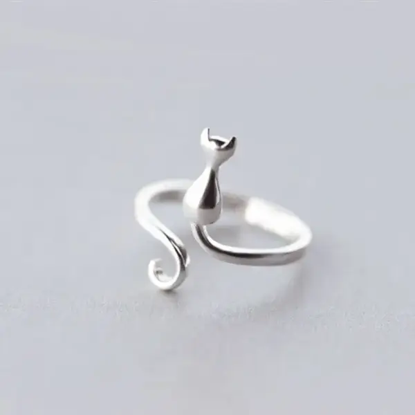 Geschenk für Katzenliebhaber: Katzenring Damen, Silber – Bild 19