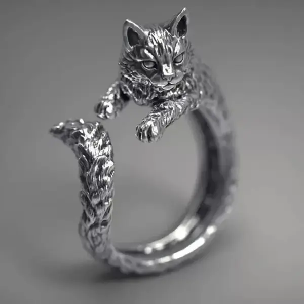 Geschenk für Katzenliebhaber: Katzenring Damen, Silber – Bild 8