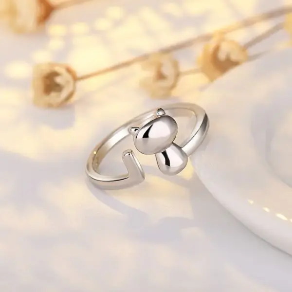 Geschenk für Katzenliebhaber: Katzenring Damen, Silber – Bild 9