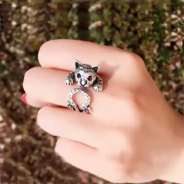 Geschenk für Katzenliebhaber: Katzenring Damen, Silber – Bild 10