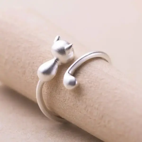 Geschenk für Katzenliebhaber: Katzenring Damen, Silber – Bild 12