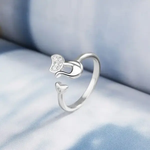 Geschenk für Katzenliebhaber: Katzenring Damen, Silber – Bild 7