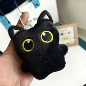 Geschenke für Katzenliebhaber: Plüsch-Katzenanhänger, Stickaugen – Schwarz
