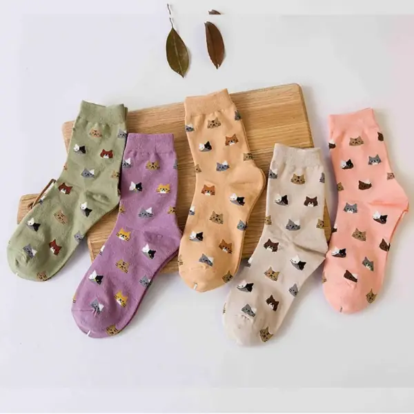 Geschenk für Katzenliebhaber: Socken mit Katzenköpfen, 5 Paar – Bild 6