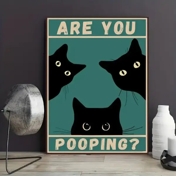 Retro-Poster Katze liest Zeitung auf der Toilette, Canvas – Bild 19