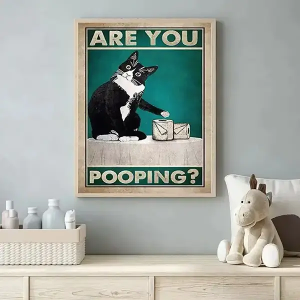 Retro-Poster Katze liest Zeitung auf der Toilette, Canvas – Bild 10