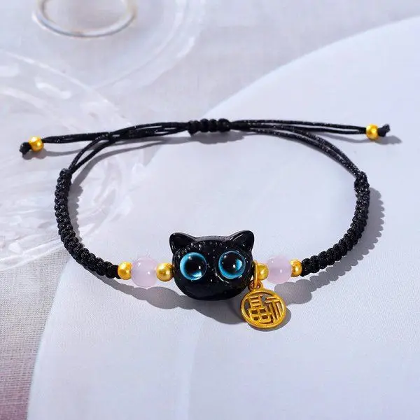 Geschenke für Katzenliebhaber: Geflochtenes Armband, Katzenkopf – Bild 4