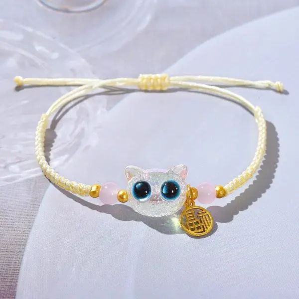 Geschenke für Katzenliebhaber: Geflochtenes Armband, Katzenkopf – Bild 5