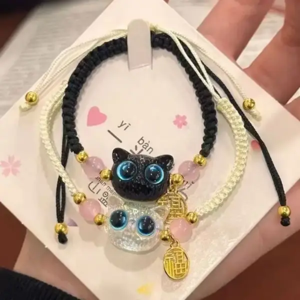 Geschenke für Katzenliebhaber: Geflochtenes Armband, Katzenkopf – Bild 6