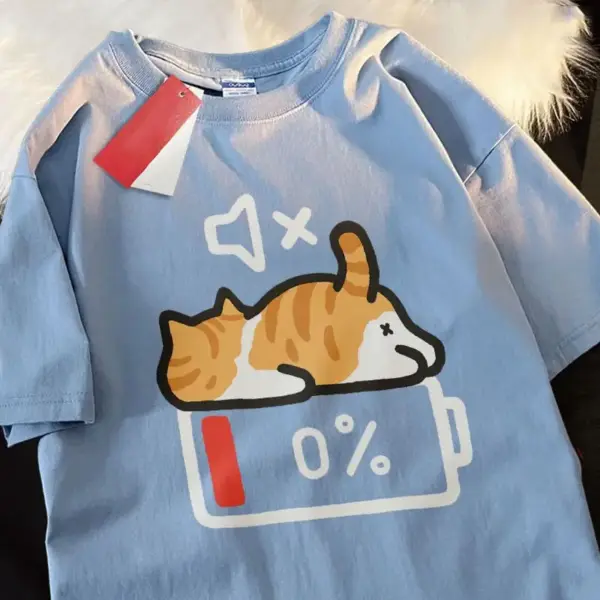 Geschenk für Katzenliebhaber: Damen T-Shirt mit Katze, Weiß – Bild 10