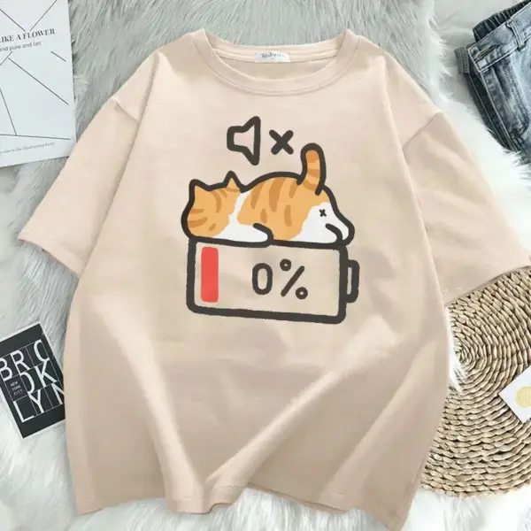 Geschenk für Katzenliebhaber: Damen T-Shirt mit Katze, Weiß – Bild 7