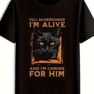 Geschenk für Katzenliebhaber: T-Shirt mit Katzenkopf, Schwarz – Schwarz