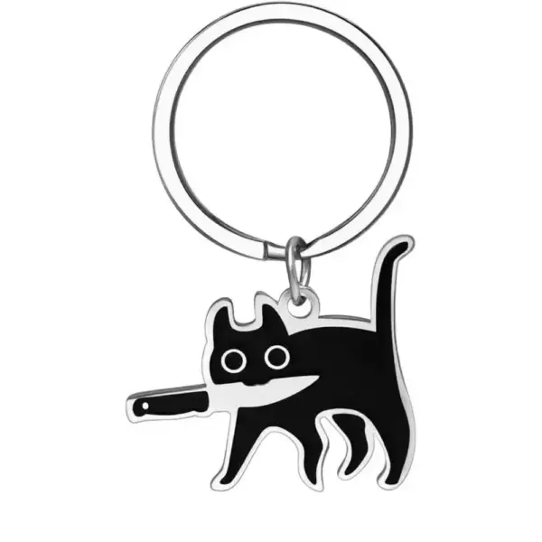 Geschenke für Katzenliebhaber: Schlüsselanhänger Katze mit Messer