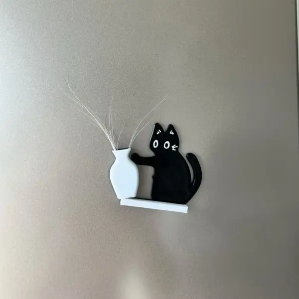 Geschenke für Katzenliebhaber: Kühlschrankmagnet Katze mit Vase – Bild 6