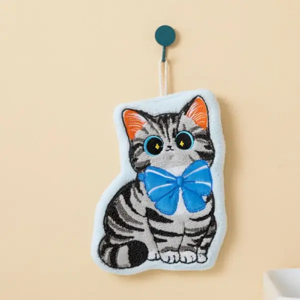 Geschenke für Katzenliebhaber: Handtuch Katzenform mit Schlaufe – Bild 5