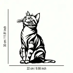 Geschenke für Katzenliebhaber: Metall-Wanddeko, sitzende Katze – Schwarz – sitzende Katze