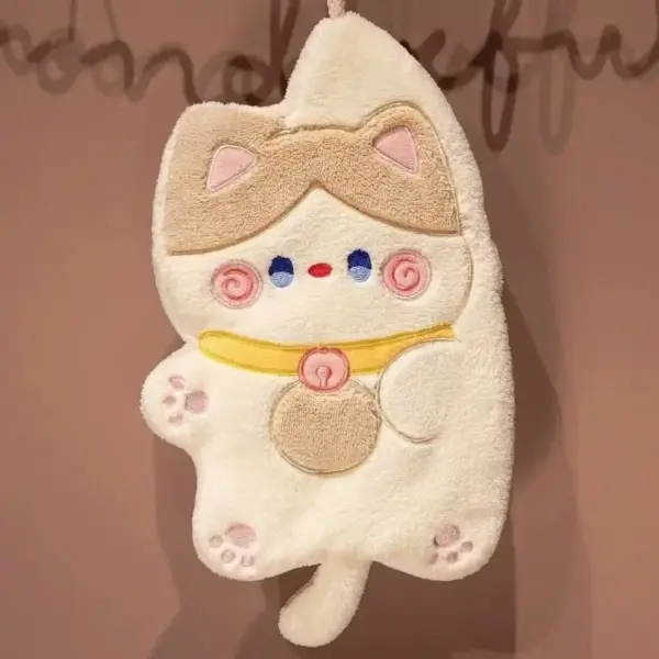Geschenk für Katzenliebhaber: Katzen-Handtuch zum Aufhängen, Grau – Bild 4