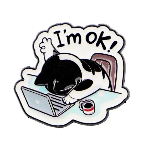 Geschenke für Katzenliebhaber: Emaille-Pin Katze am Laptop – Bild 6