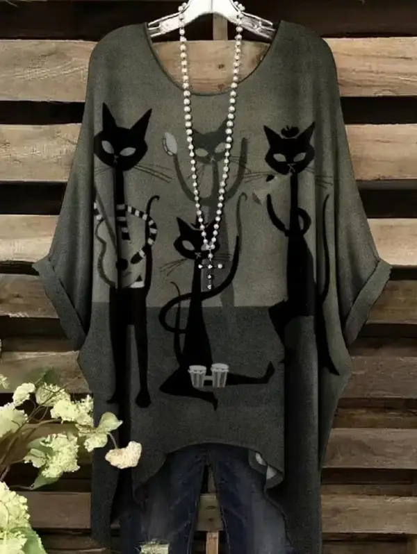 Geschenke für Katzenliebhaber: Weites Shirt mit Katzenmotiv – Bild 16