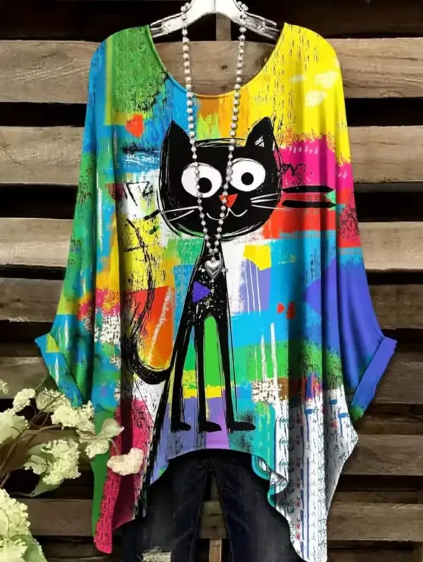 Geschenke für Katzenliebhaber: Weites Shirt mit Katzenmotiv – Bild 22