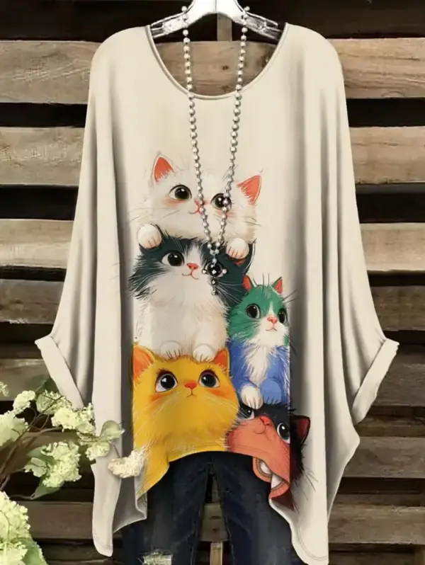 Geschenke für Katzenliebhaber: Weites Shirt mit Katzenmotiv – Bild 20