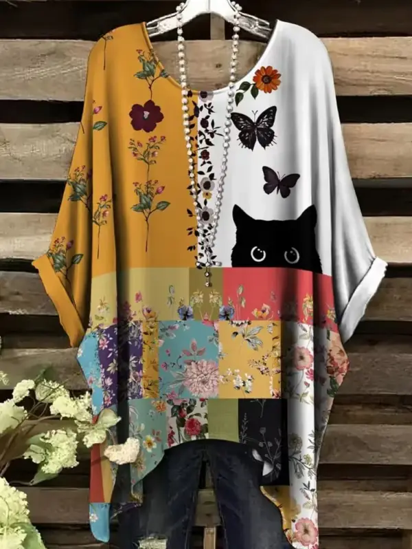 Geschenke für Katzenliebhaber: Weites Shirt mit Katzenmotiv – Bild 11