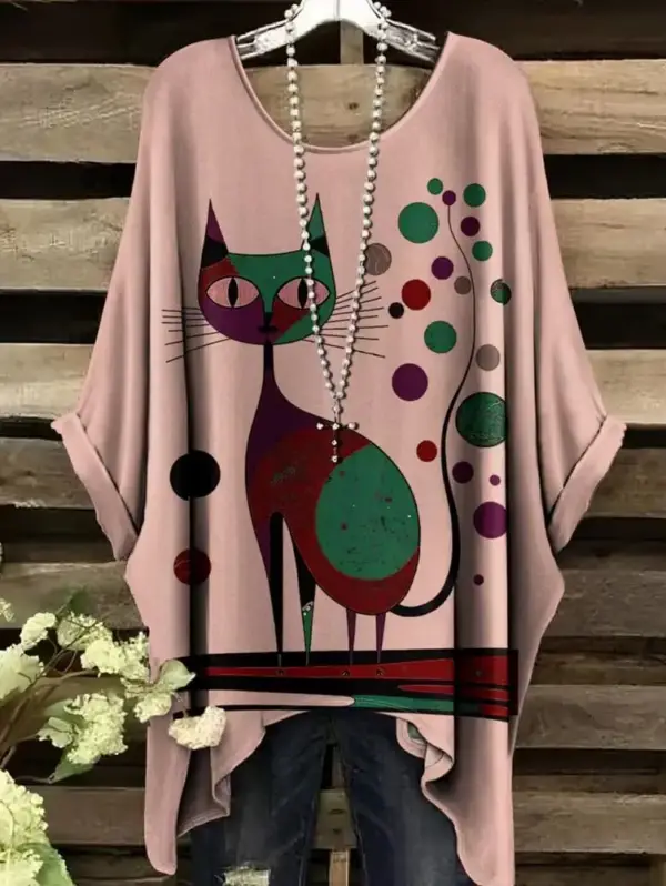 Geschenke für Katzenliebhaber: Weites Shirt mit Katzenmotiv – Bild 10