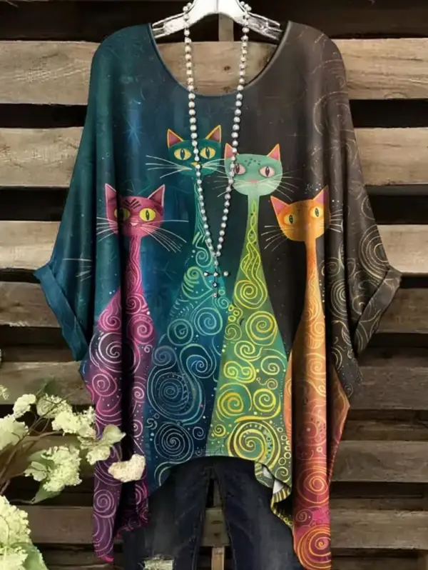 Geschenke für Katzenliebhaber: Weites Shirt mit Katzenmotiv – Bild 9