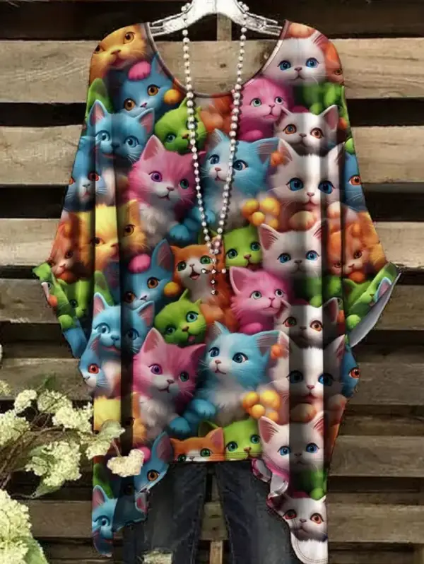 Geschenke für Katzenliebhaber: Weites Shirt mit Katzenmotiv – Bild 8