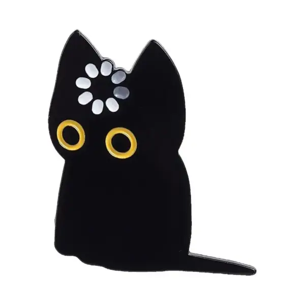 Geschenk für Katzenliebhaber: Schwarzer Katzen-Pin, große Augen