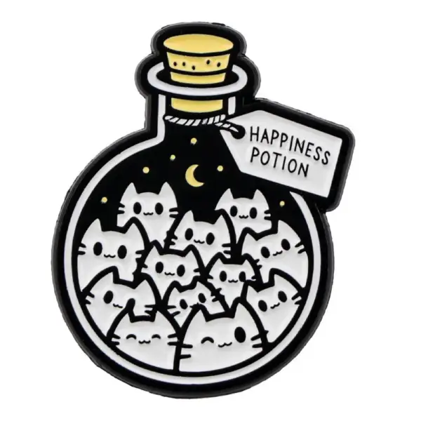 Geschenk für Katzenliebhaber: Emaille-Pin grimmige Katze, Grau – Bild 13
