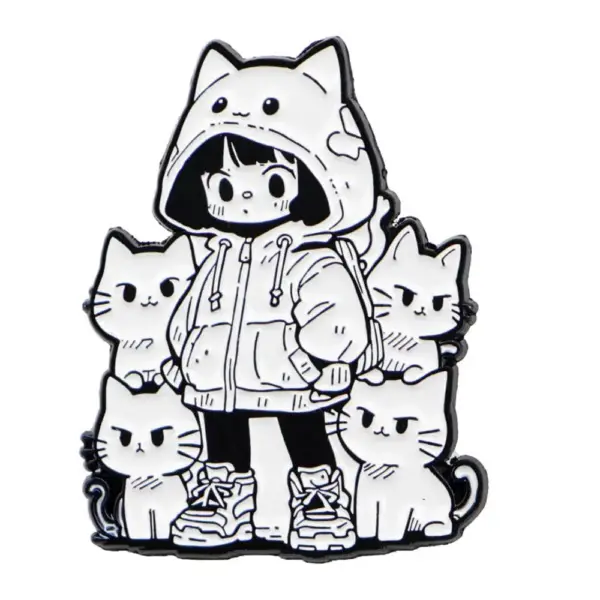 Geschenk für Katzenliebhaber: Emaille-Pin grimmige Katze, Grau – Bild 8