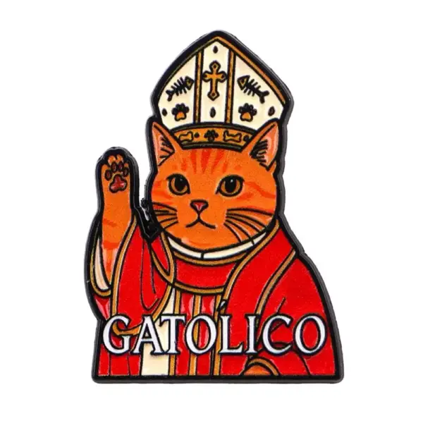 Geschenk für Katzenliebhaber: Emaille-Pin grimmige Katze, Grau – Bild 9
