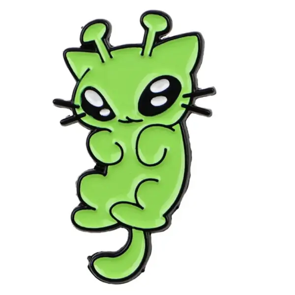 Geschenk für Katzenliebhaber: 3 Alien-Katzen-Pins, Grün – Bild 8
