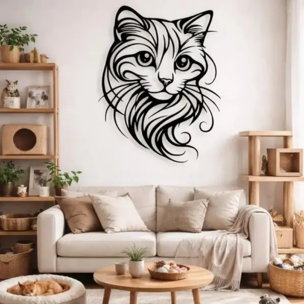 Geschenke für Katzenliebhaber: Metall-Wanddeko, sitzende Katze – Bild 9