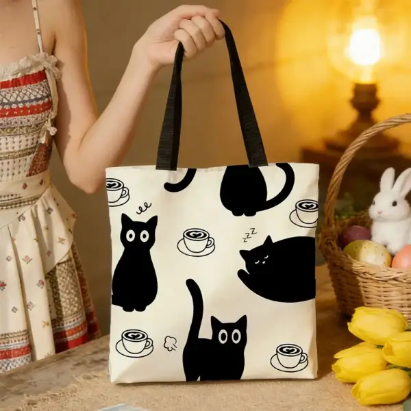 Geschenke für Katzenliebhaber: Canvas-Tasche Katzen und Kaffee – Bild 7