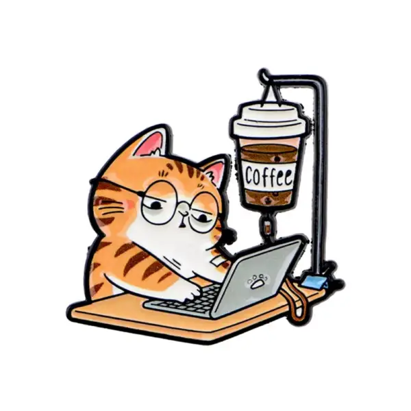 Geschenke für Katzenliebhaber: Pin mit Katze am Laptop